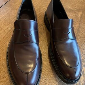 Prada Dark Brown Leather Loafers Size 10.5 / 11